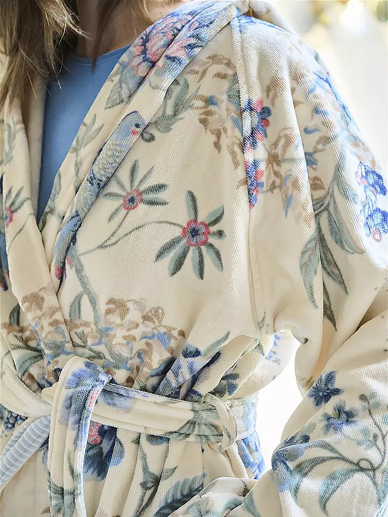 PIP STUDIO Damen Bademantel SECRET GARDEN Weiss-Blau weiss