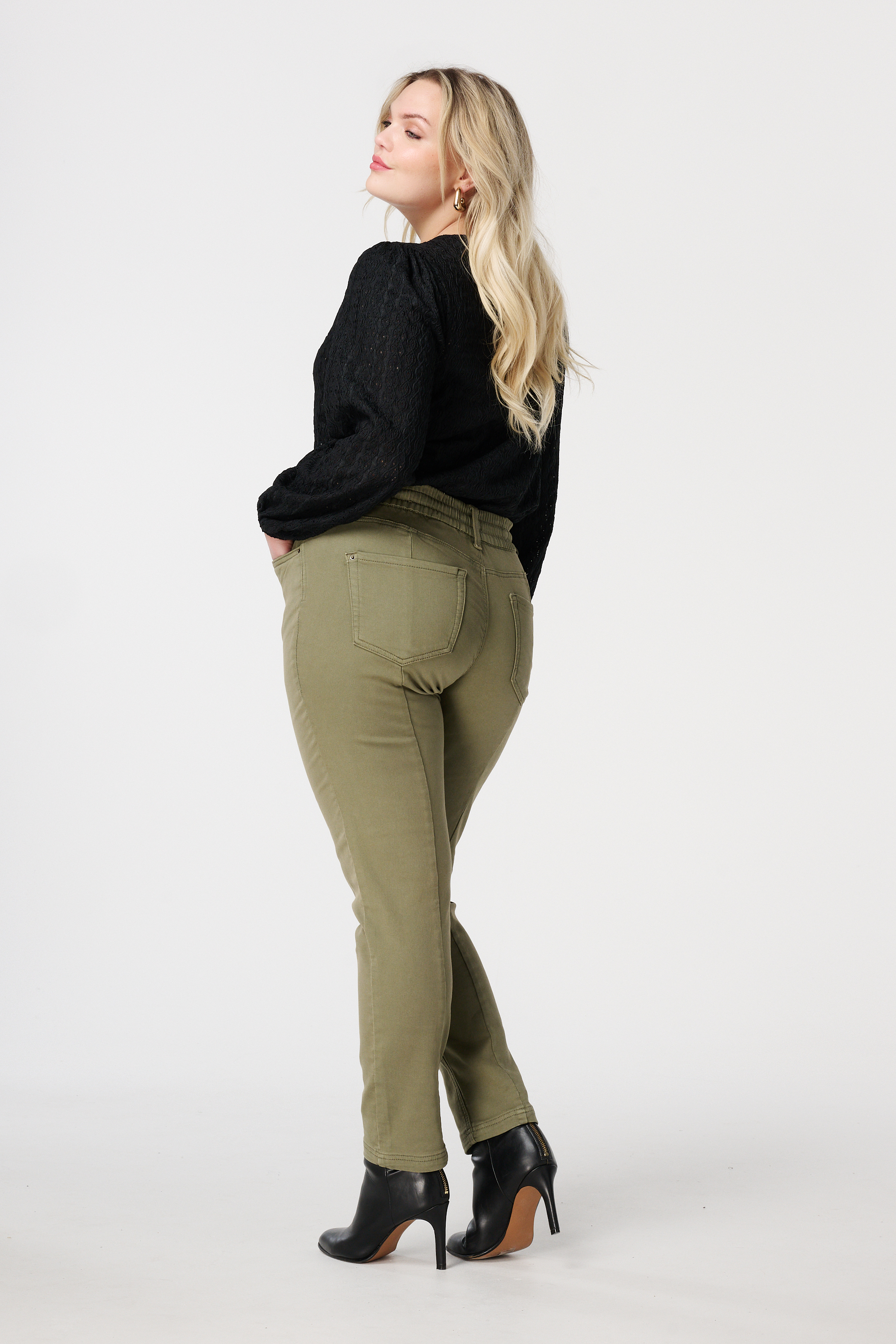 Denim jogger broek Khaki