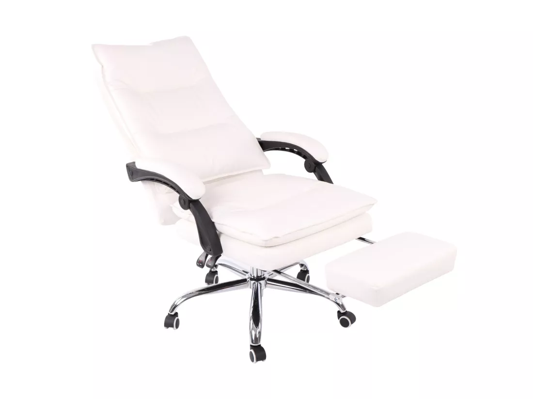 Chaise de bureau - Similicuir & Métal chromé - Blanc - Power