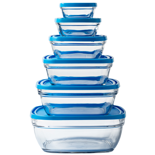 Freshbox - Set de 6 Boites de conservation transparentes carrées multi-tailles