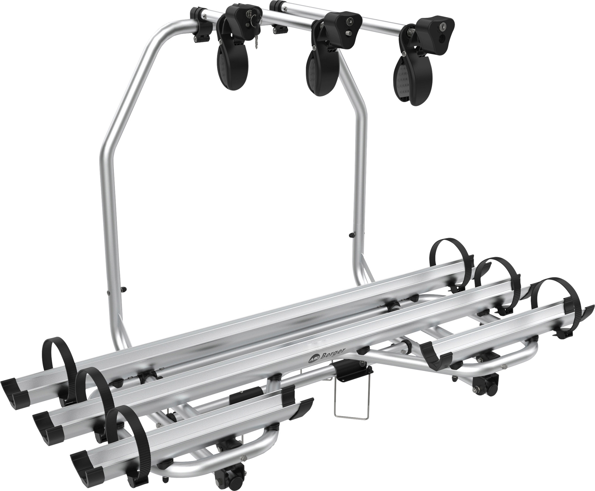 Berger Premium 3 XL Deichsel Fahrradträger silber für 3 Fahrräder, E-Bike geeignet