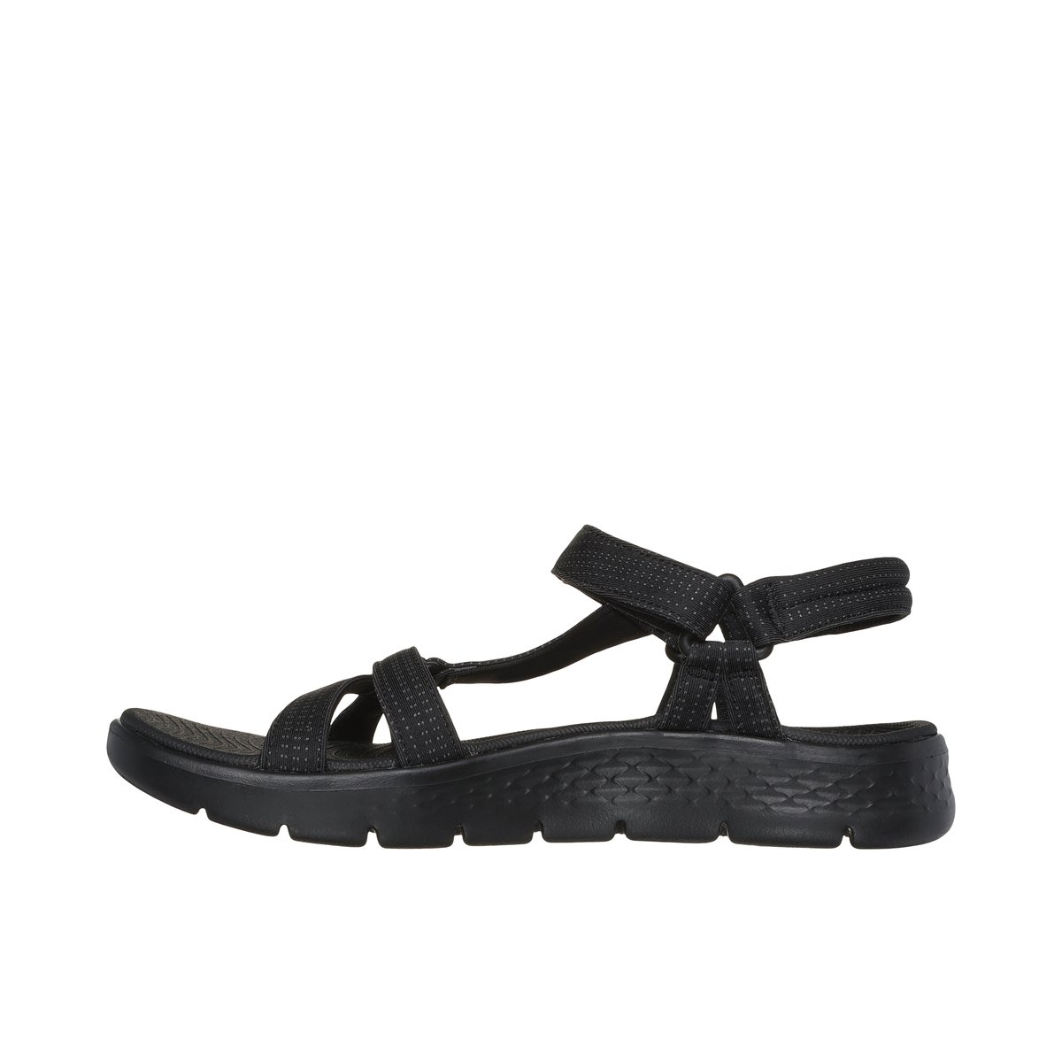 2X les points-Gowalk_flex-Sandales à lanières - Talon plat - Noir/Noir