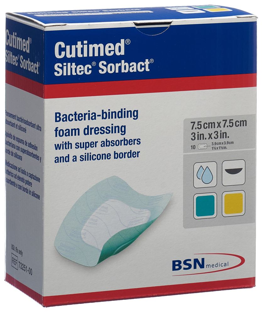 CUTIMED Siltec Sorbact<br>10 Stück, 7.5x7.5cm