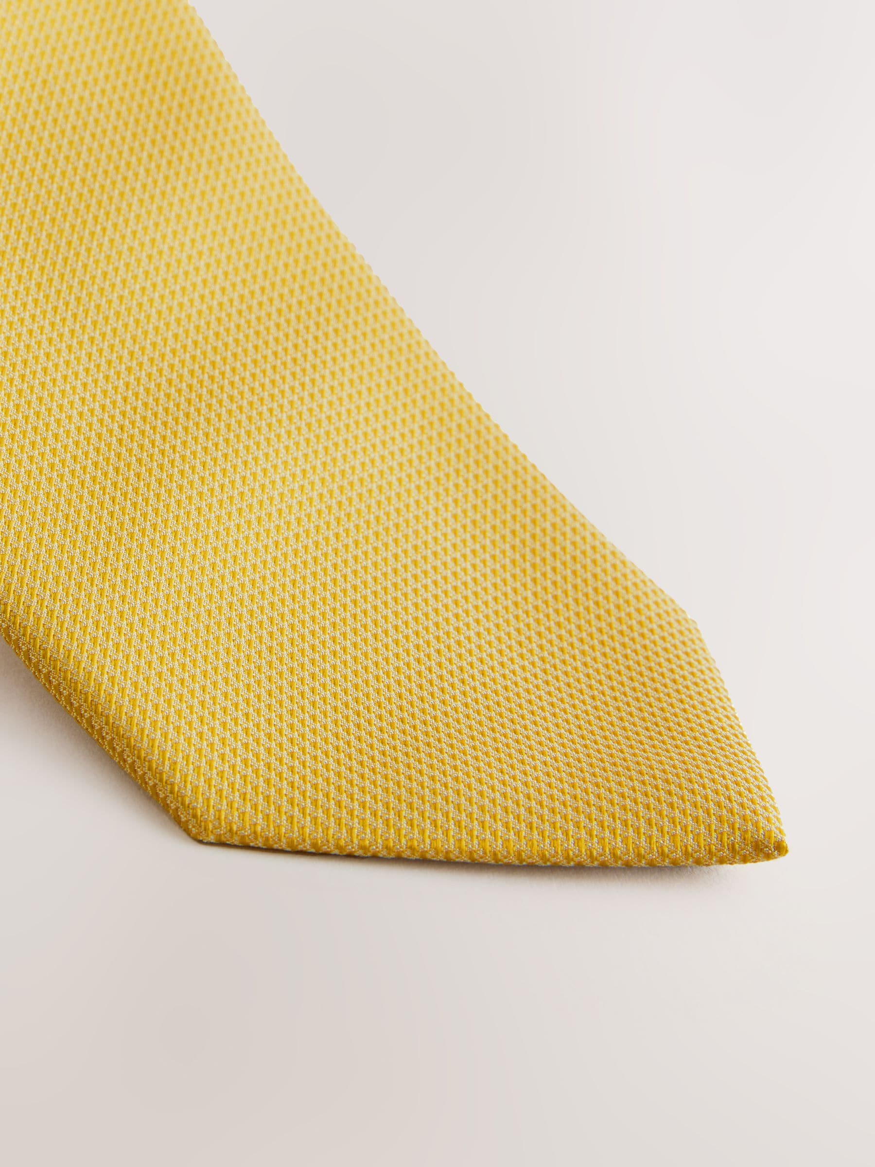 Mosterdgeel - Smal - Stropdas met textuur