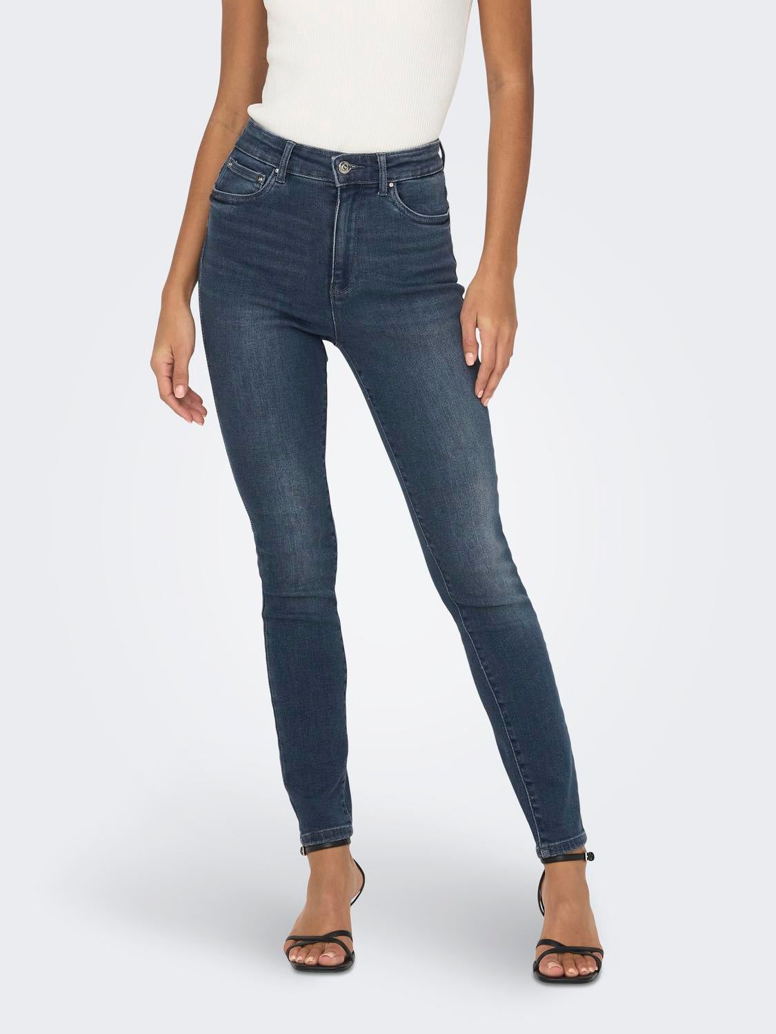 ONLMILA Hohe Taille Skinny Fit Jeans Blue Black Denim