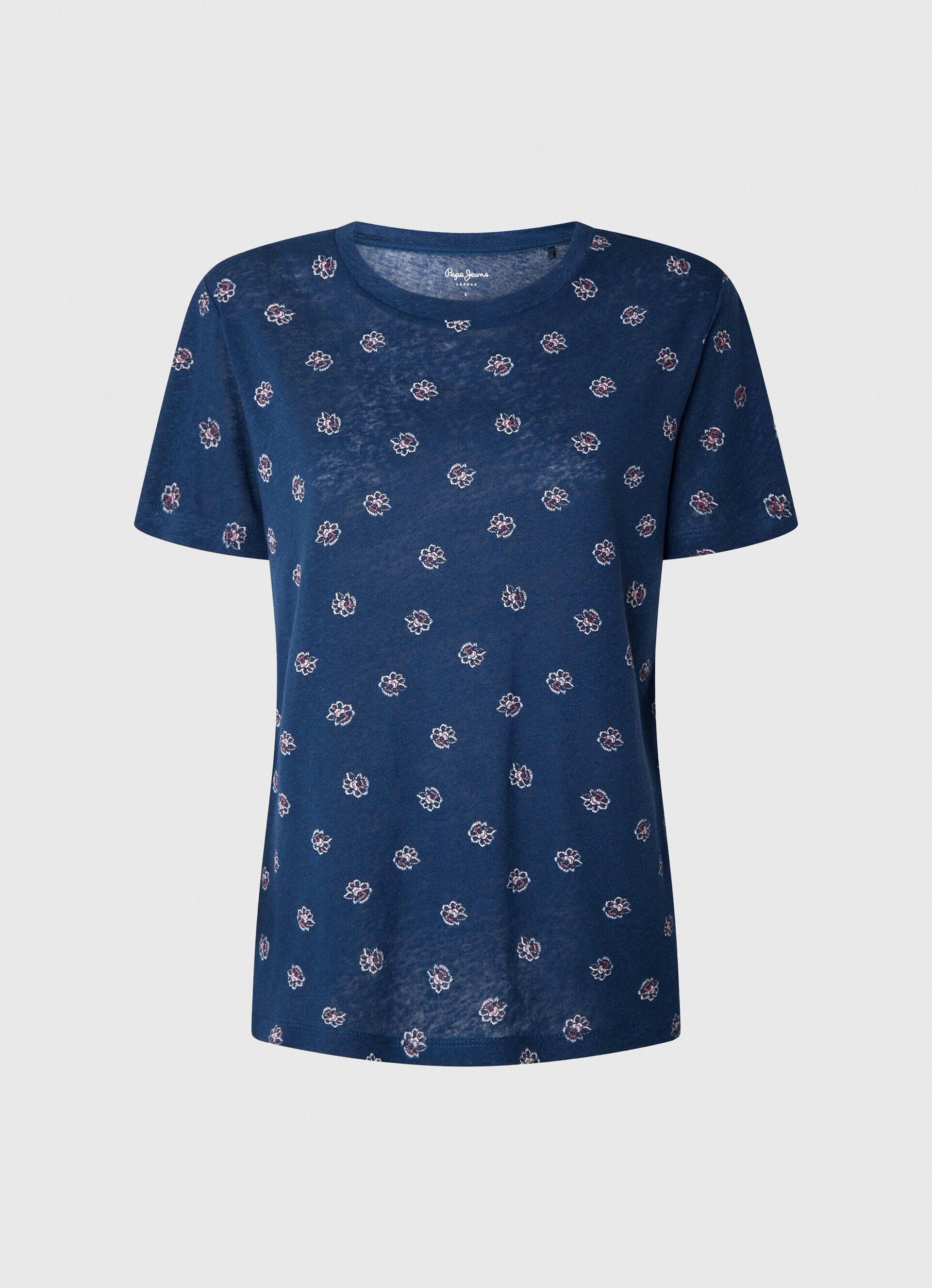 CAMISETA DE LINHO COM ESTAMPA FLORAL - multicolorida