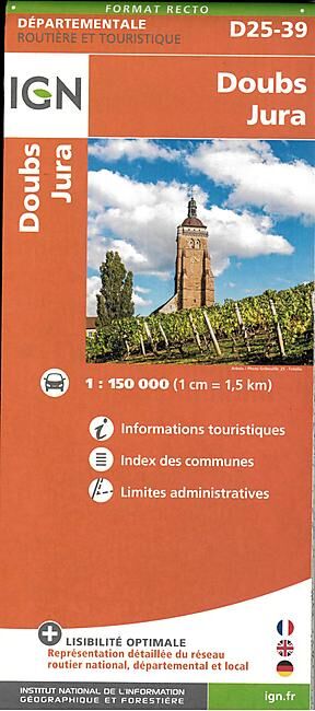 IGN - D25 39 DOUBS JURA ECHELLE 1 150 000