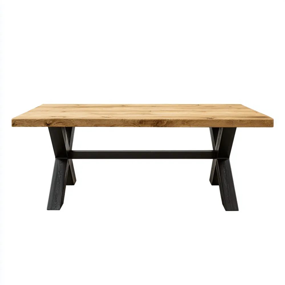 Esstisch Massivholz 200x90x75 cm – Eichenoptik – Industrielles Design
