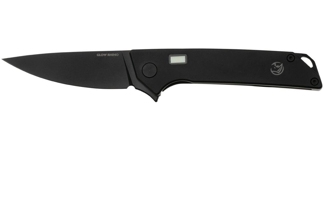 Glow Rhino Reactor KNIFE-REACT-TI-BLC PVD S35VN, PVD Titanium Green Tritium, zakmes