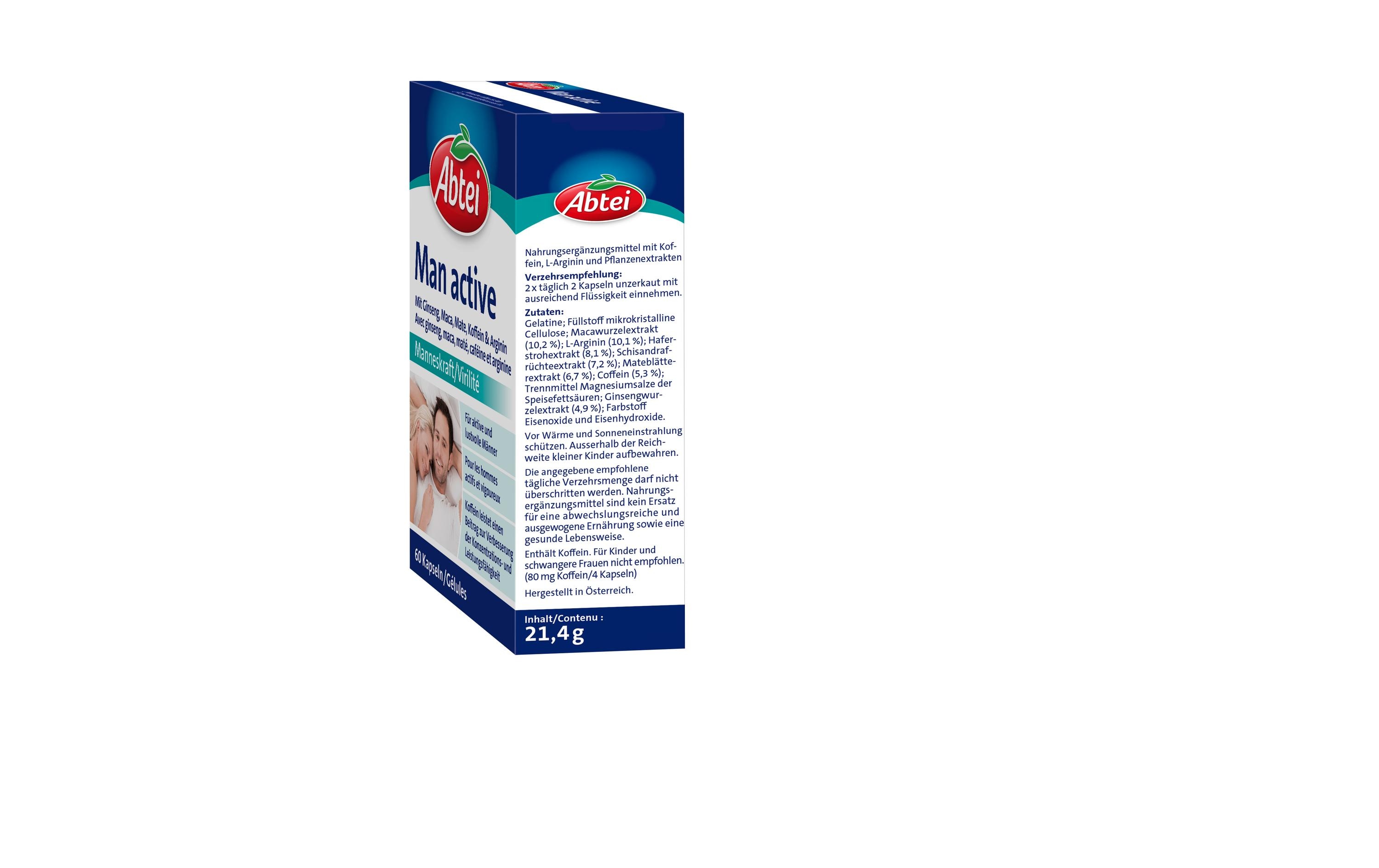 Manneskraft Man activ 60 KapselnKapseln für Vitalität und Manneskraft