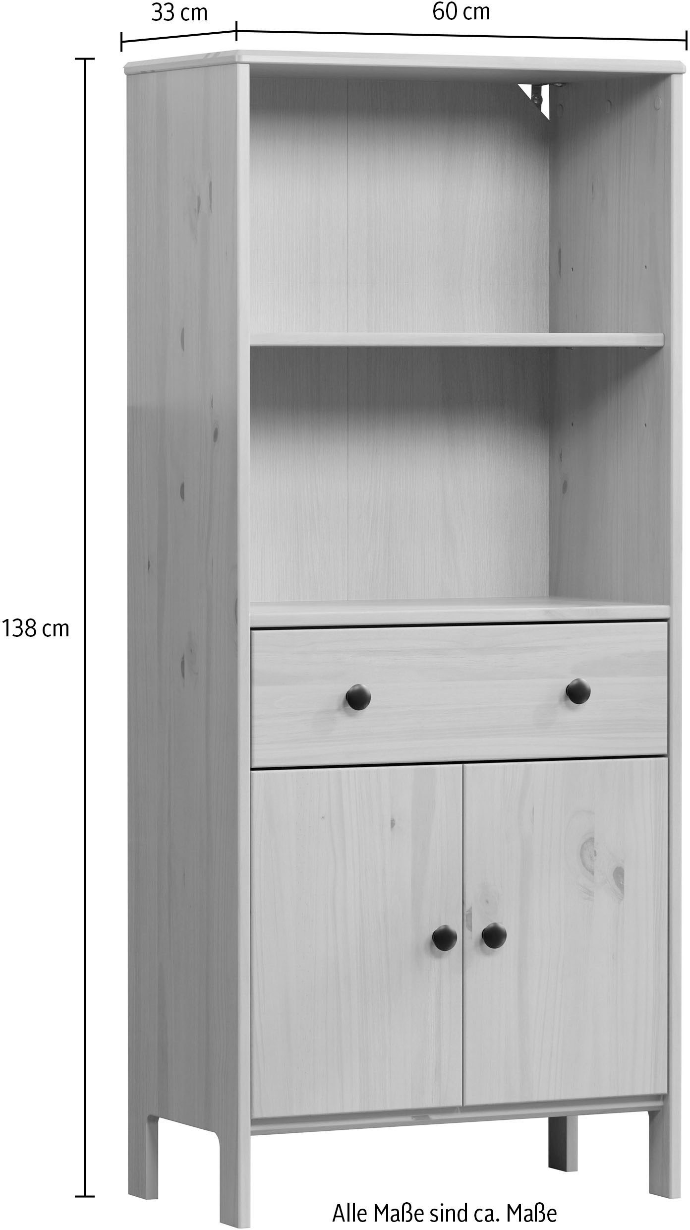 welltime Midischrank »Kall« 1 Stk. tlg. Breites Badregal aus Kiefer-Massivholz - Weiss oder Braun lackiert