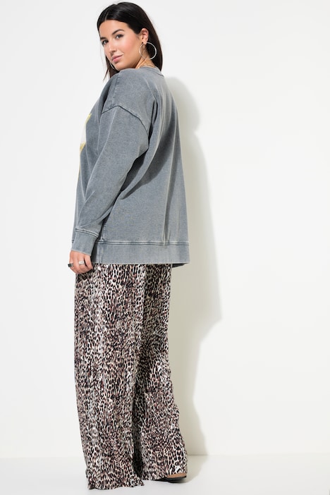 Hose, Wide Legs, High Waist, Plissee, Leo