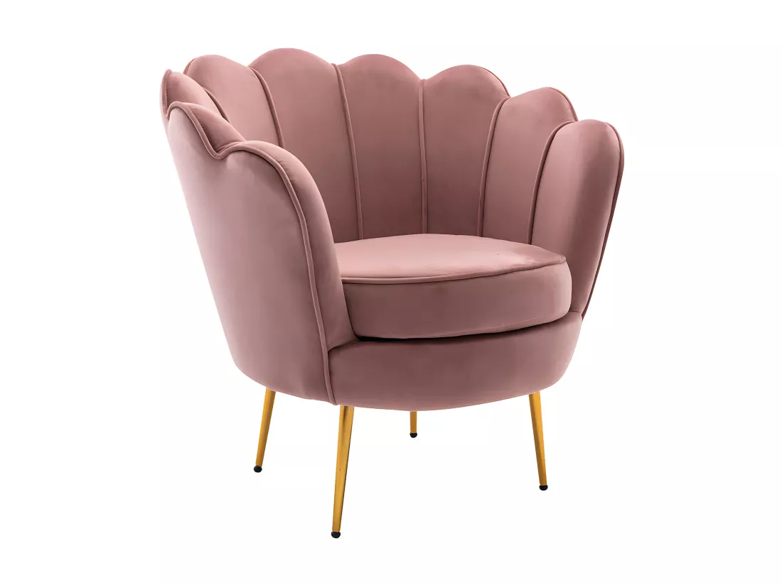 Fauteuil coquillage en velours rose DANDELION de Pascal Morabito