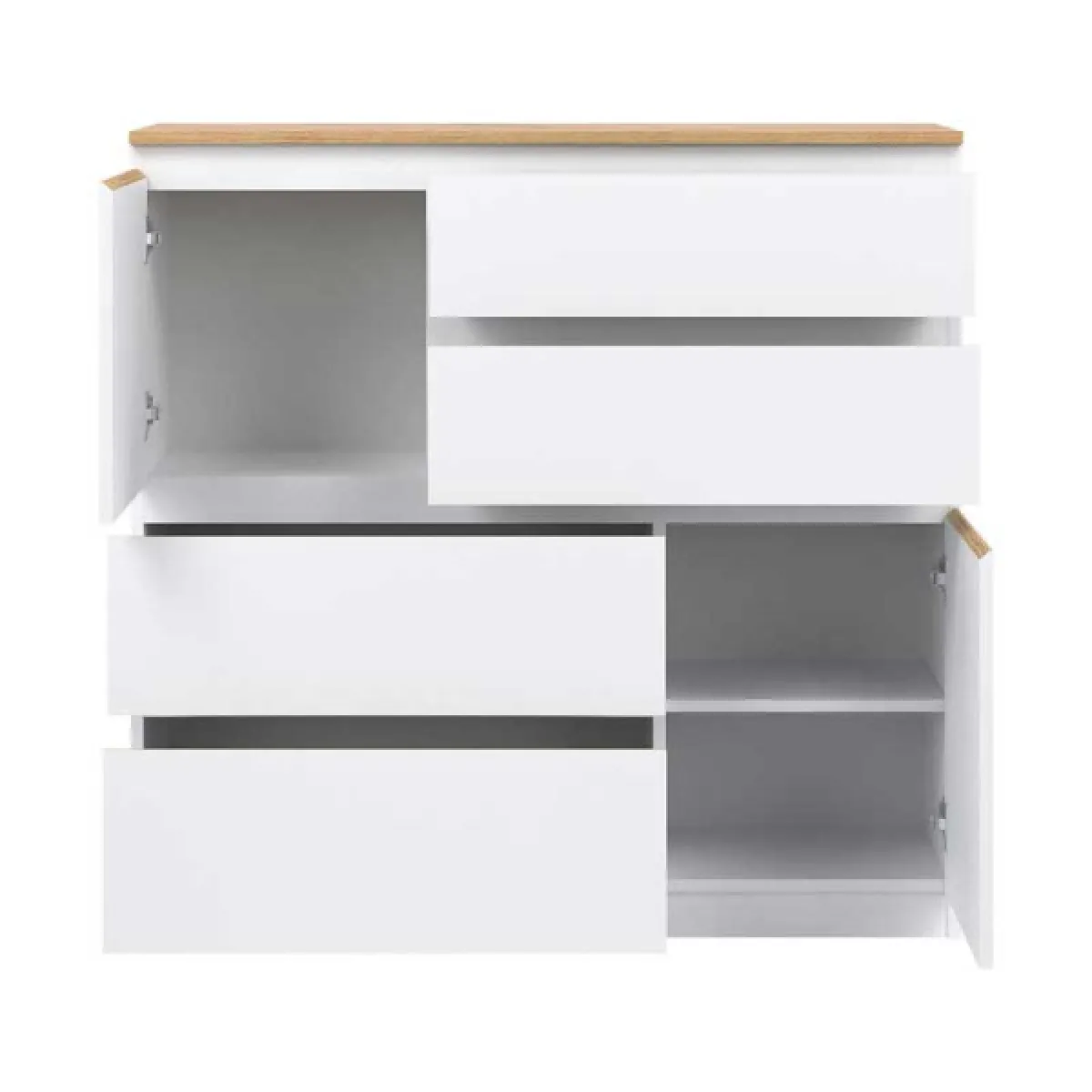 dansmamaison Commode 2 portes 4 tiroirs Blanc/Bois