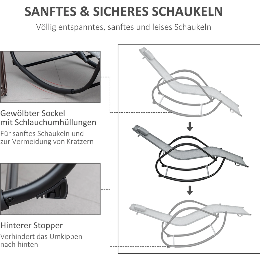 Outsunny Schaukelstuhl mit bis zu 160 kg belastbar grau