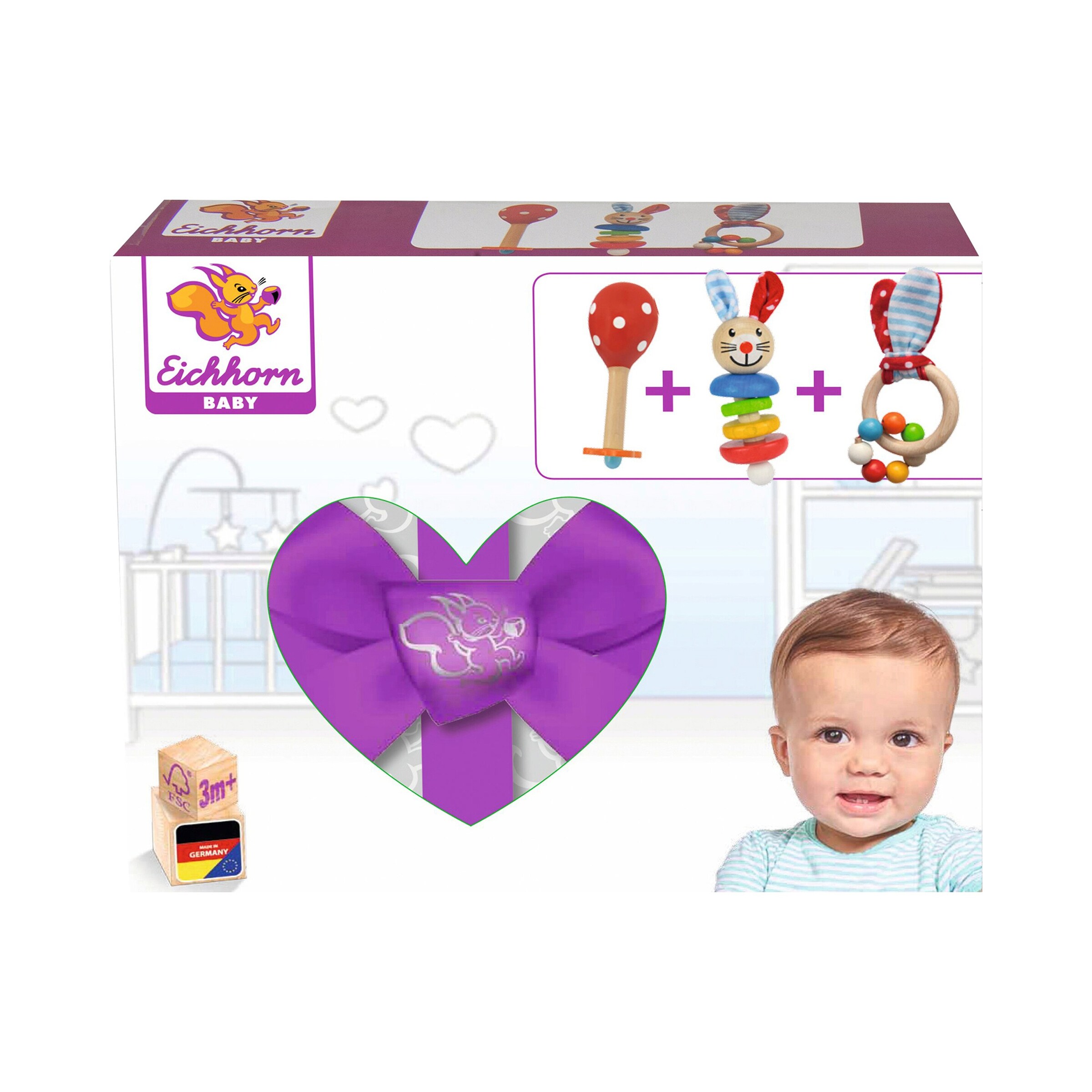 Eichhorn Rassel Geschenkset 3-teilig