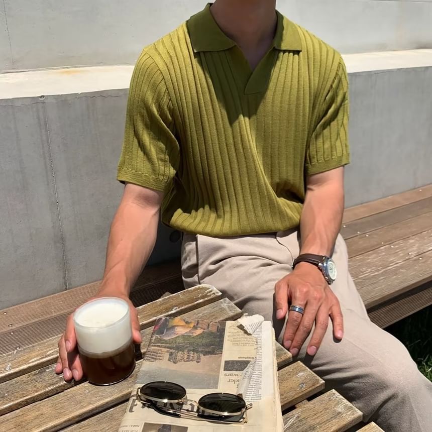 Capbrew - Poloshirt met korte mouwen en effen ribbels