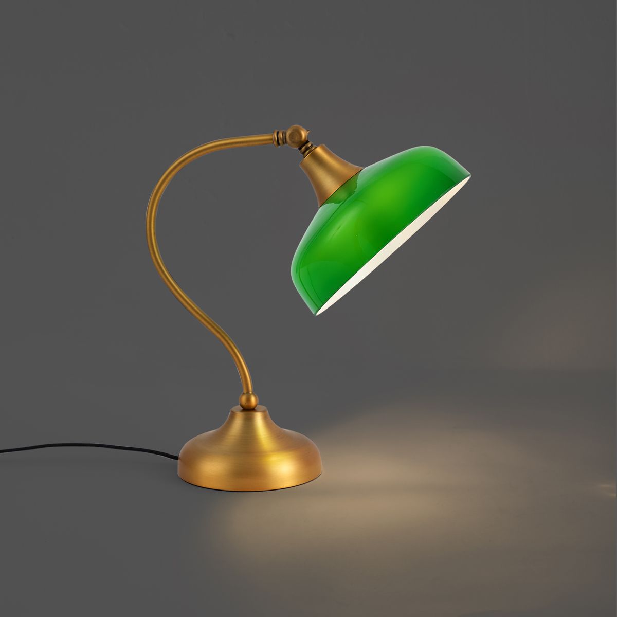 Klassieke tafellamp brons met groen opaal glas   - Clerk