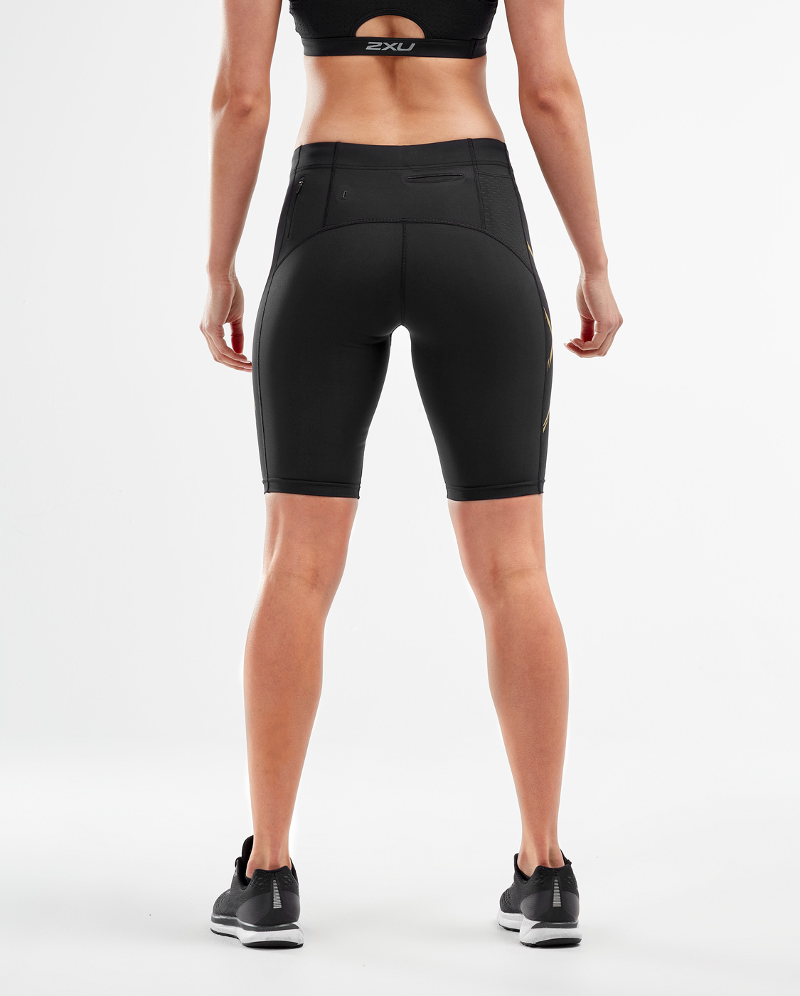 MCS Run Compression Shorts W BLK/GRF/Black/Gold Reflective