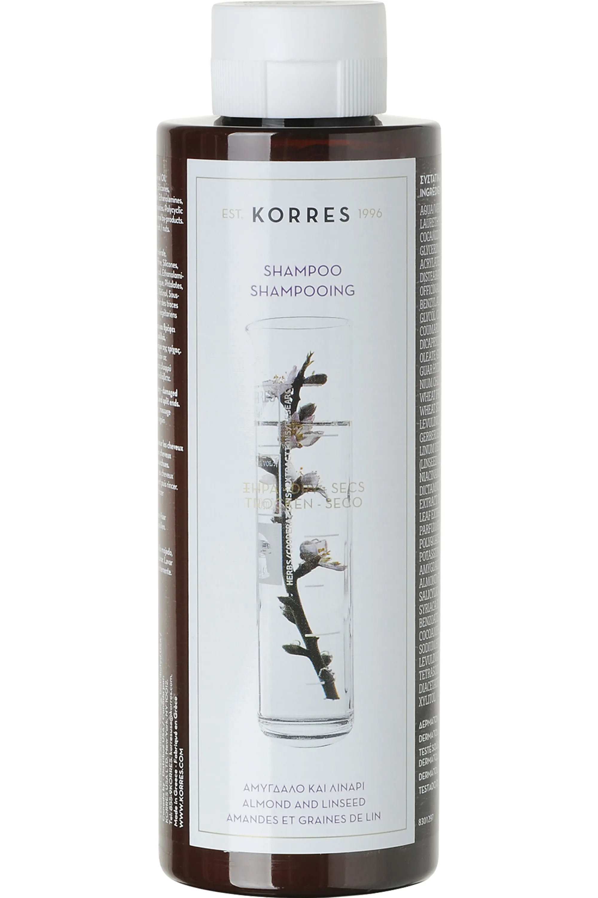 Korres Shampoing amandes et graines de Lin pour cheveux secs et abimés-250 ml