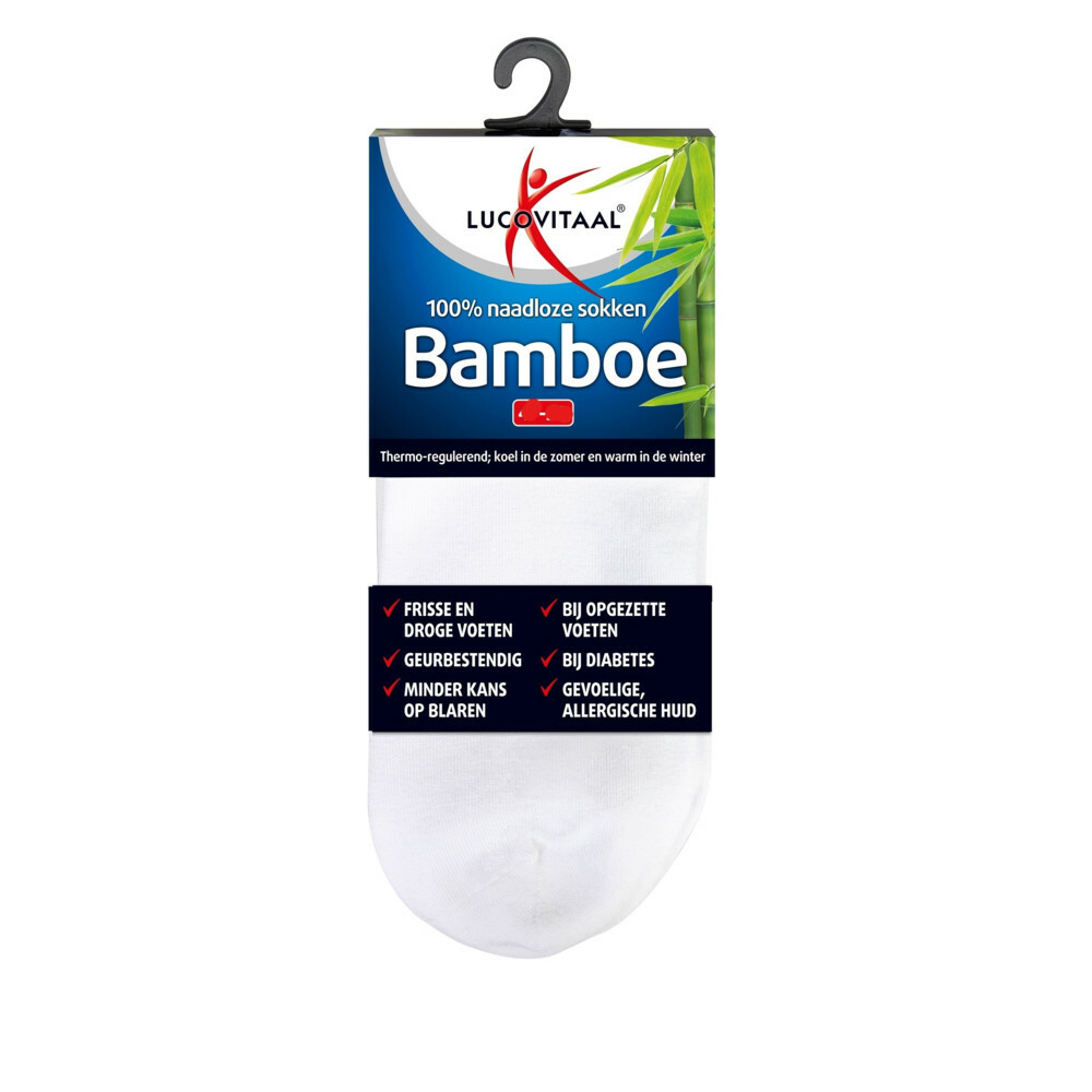 Lucovitaal Bamboe Enkelsok Wit Maat 39-421 paar