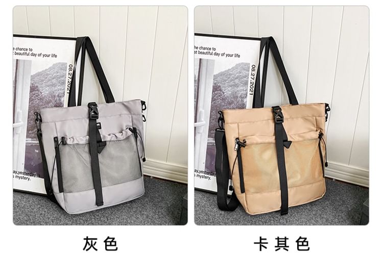 HOVERUP - Nylon crossbodytas met mesh-paneel en gesp