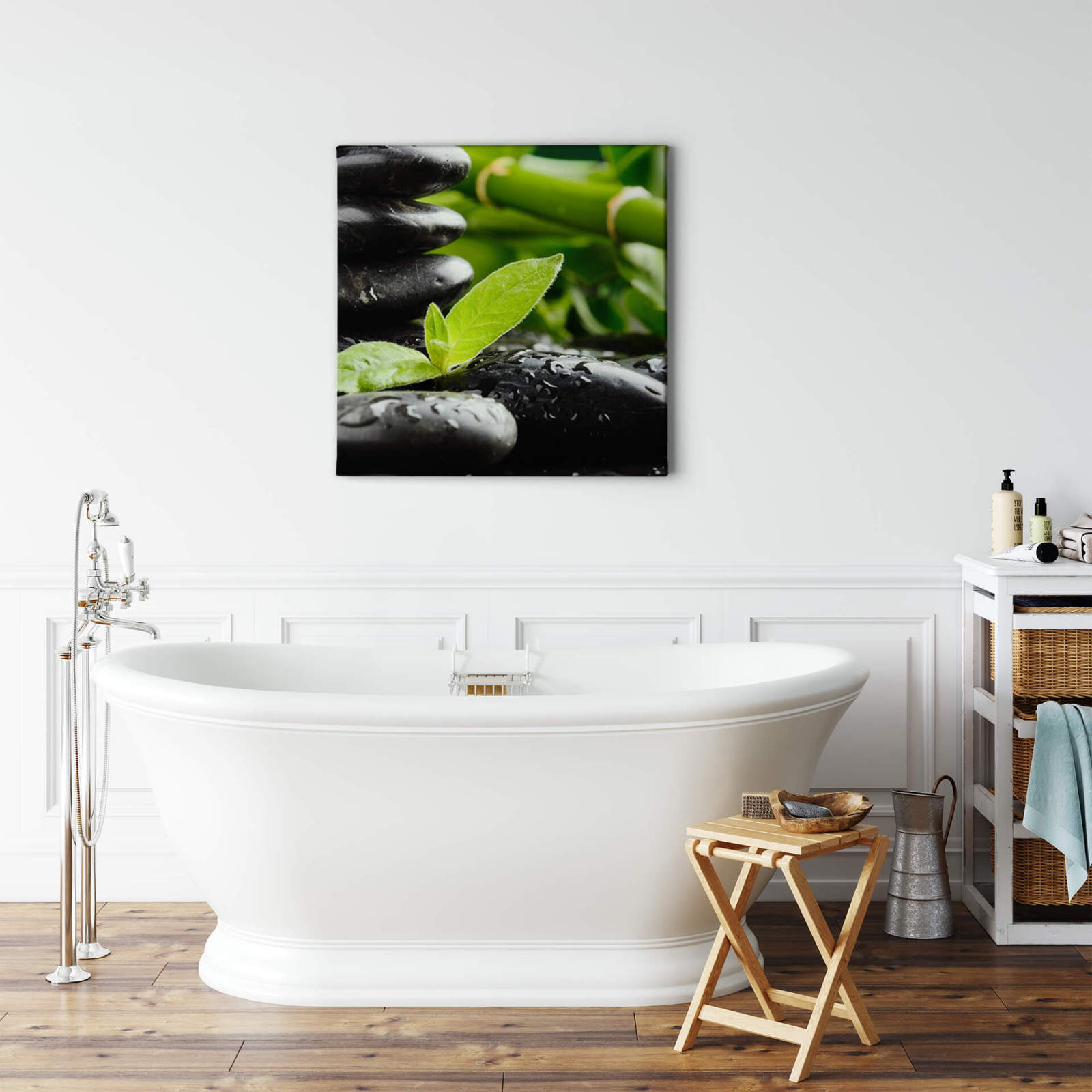 Leinwandbild ZEN-STEINE - grün - 50x50 cm