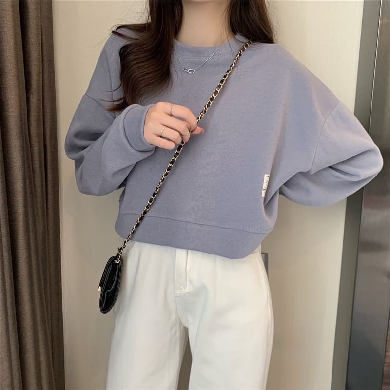 Shinsei - Effen cropped sweatshirt met ronde hals