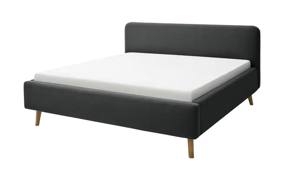 Polsterbettgestell Mattis Anthrazit Webstoff fein 140 cm ohne Bettkasten