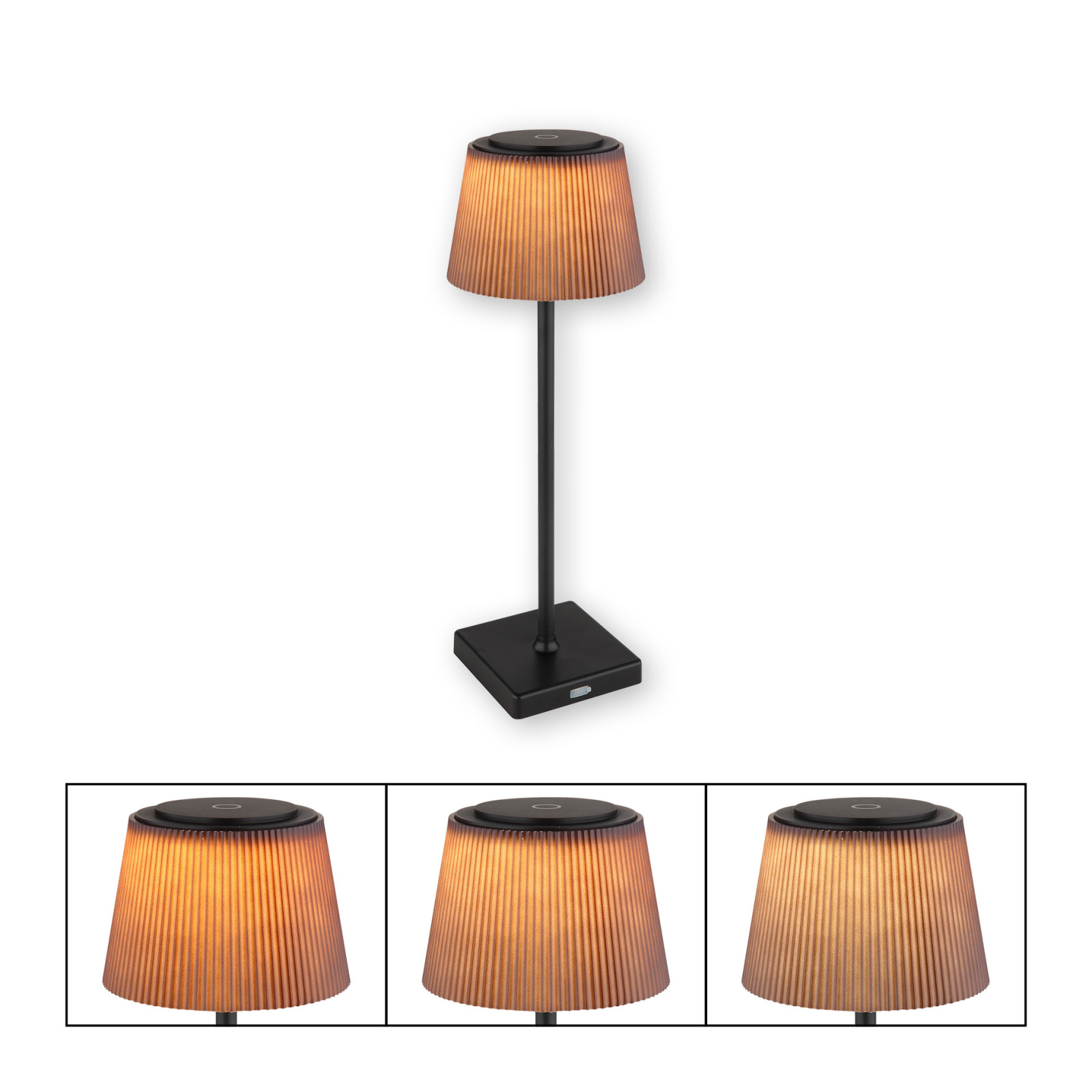LED-Tischleuchte - schwarz matt - braun satiniert - 38 cm