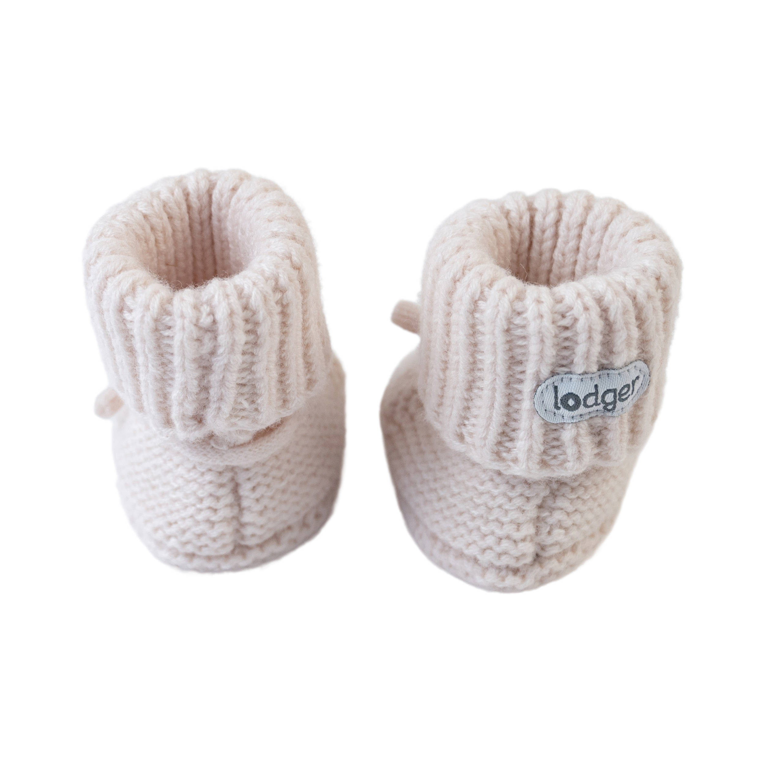 Lodger wollen baby slofjes ecru