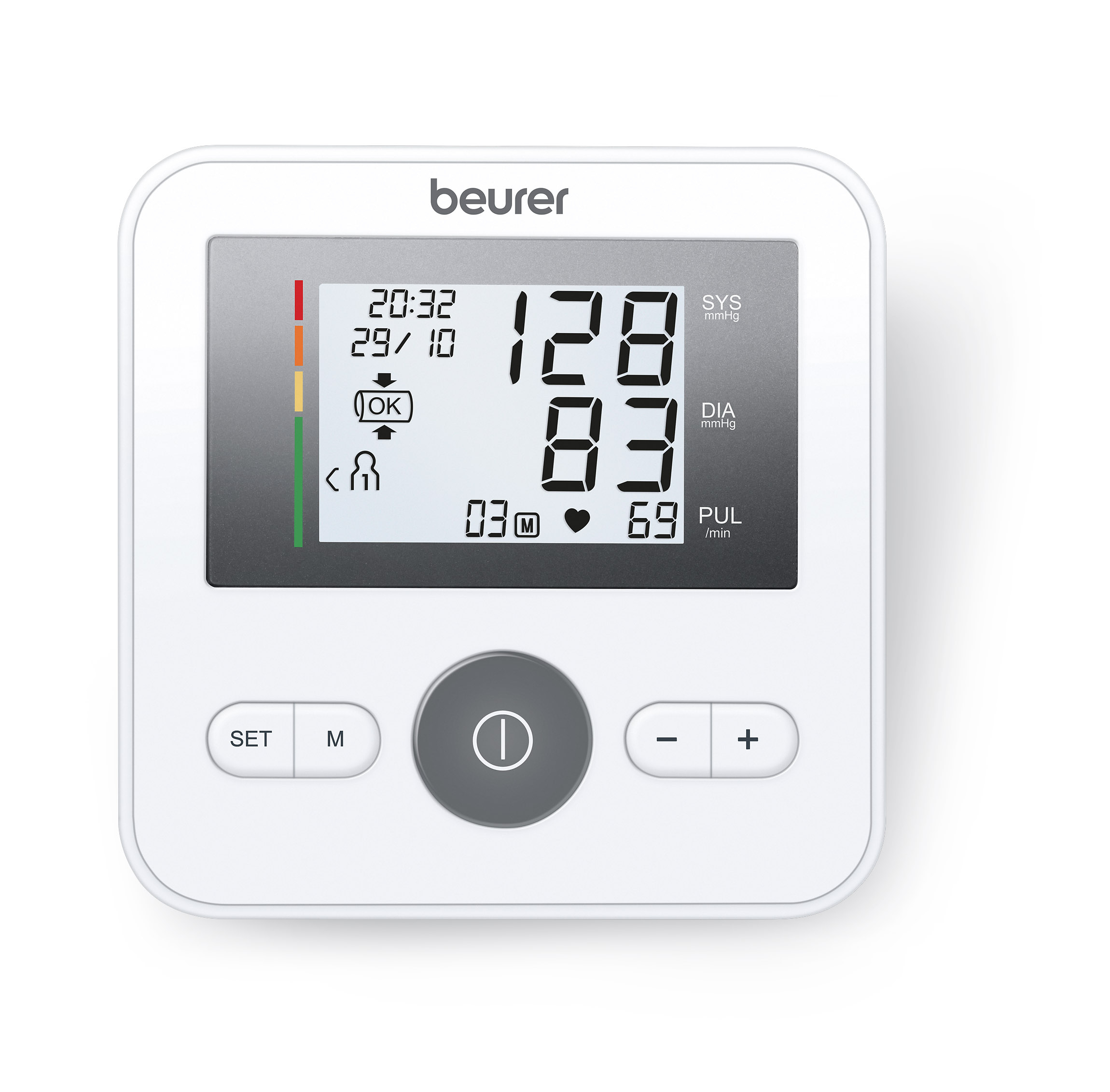BM 27  Blutdruckmessgerät für den Oberarm mit Arrhythmie Erkennung / USB C Anschluss / App Funktion für iOS / Android (60418) - Weiss
