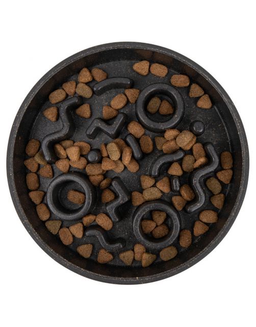 District 70 Bamboo Cat Slow Feeder - Kattenvoerbak - Ø13.5 cm Donkergrijs