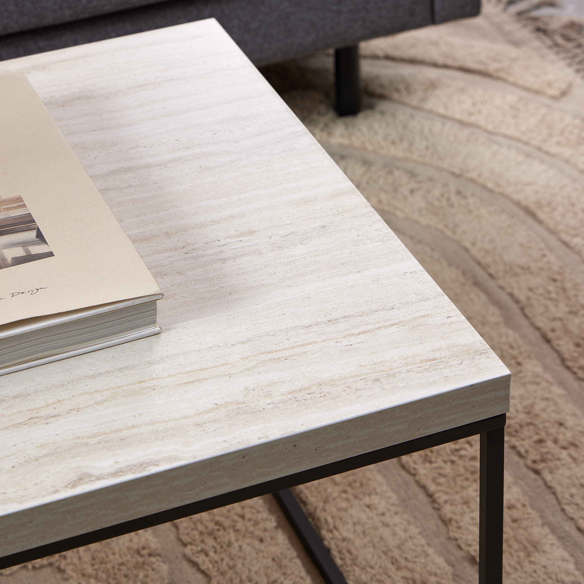 Couchtisch BAROSSA - beige-schwarz matt - 110 cm