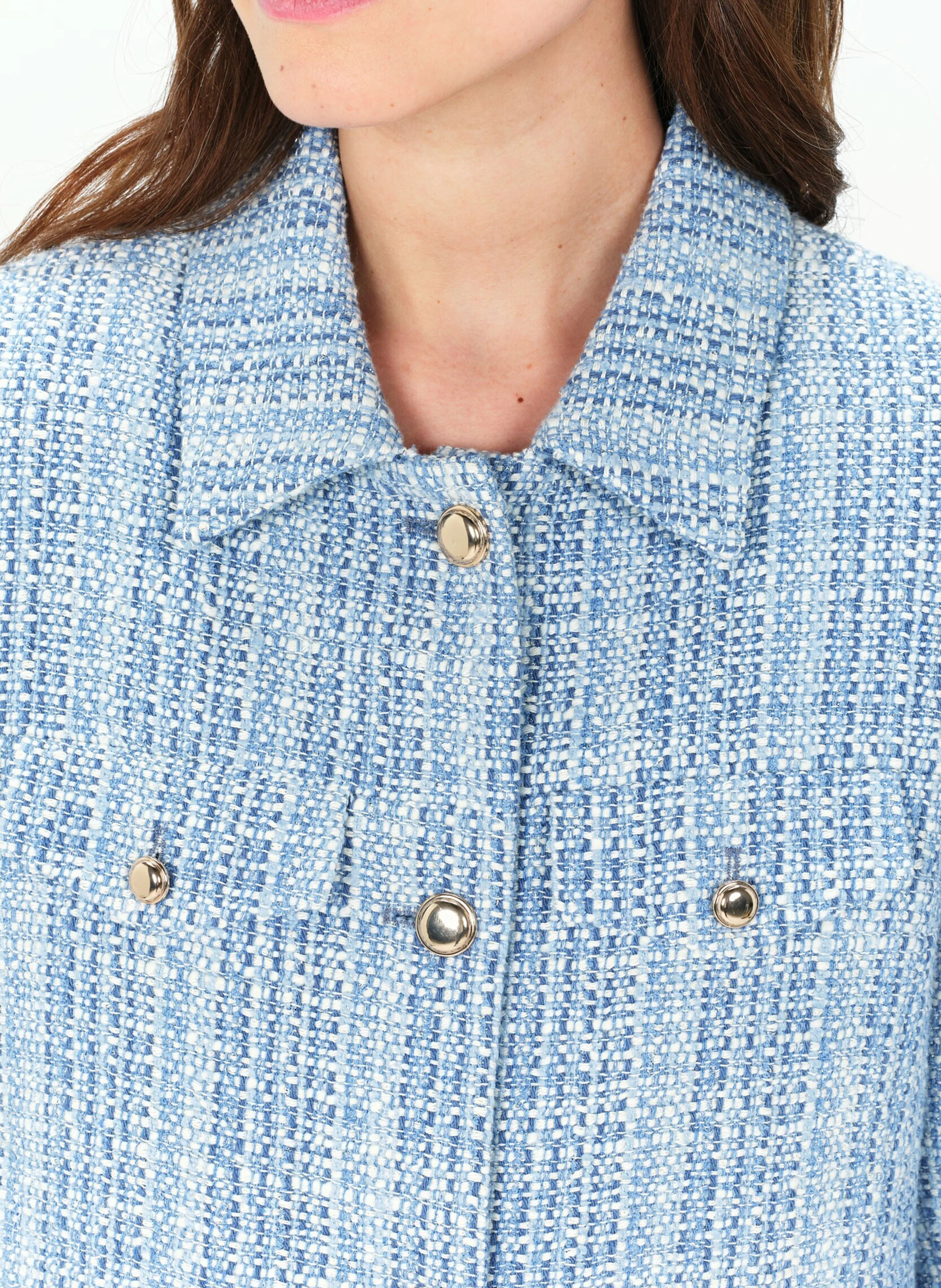 VOLAJE - Veste col tailleur en coton mélangé | Bleu
