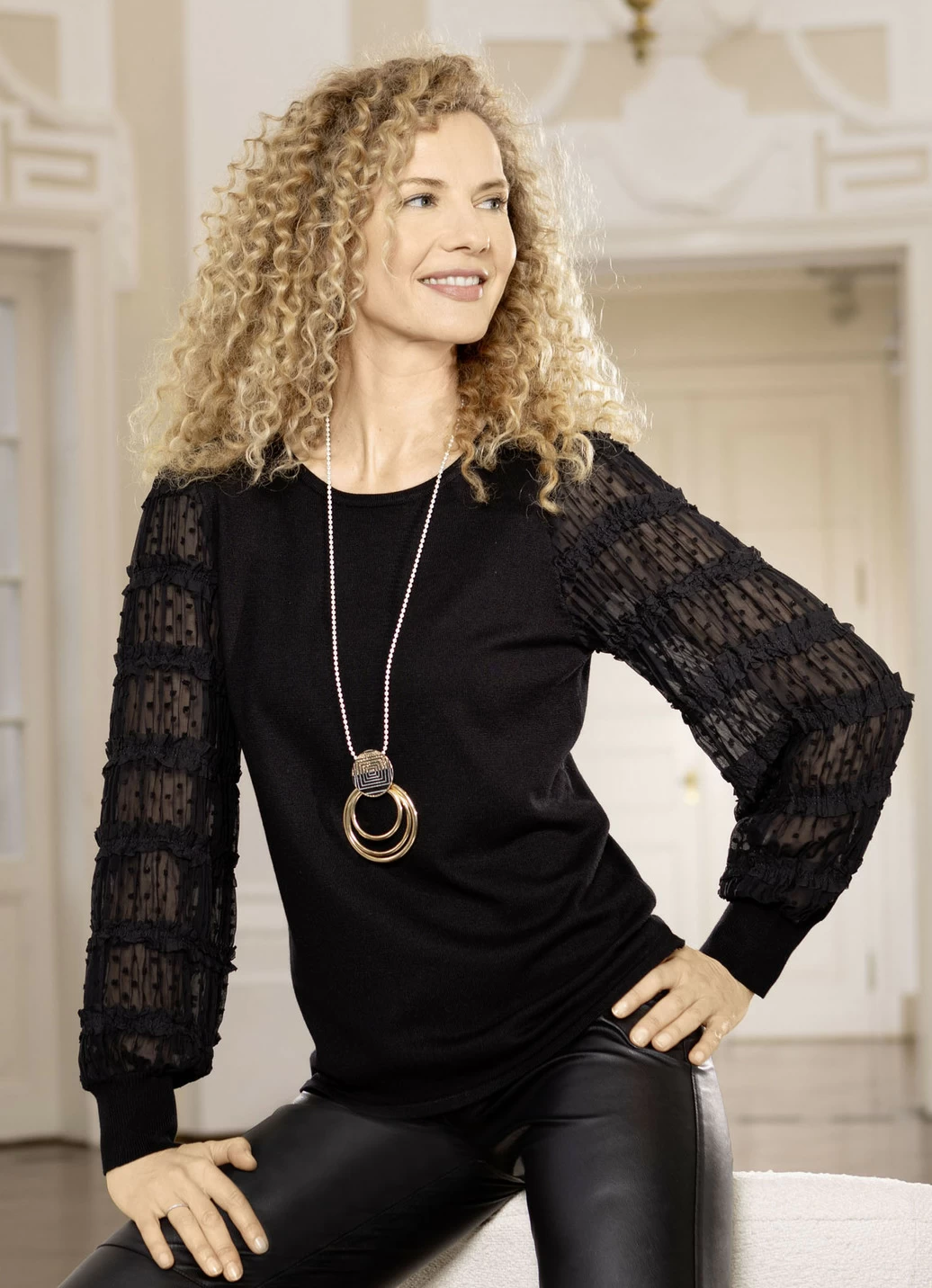 Pullover mit Chiffon-Ärmeln