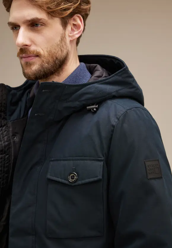Winterjacke mit Kapuze - black blue