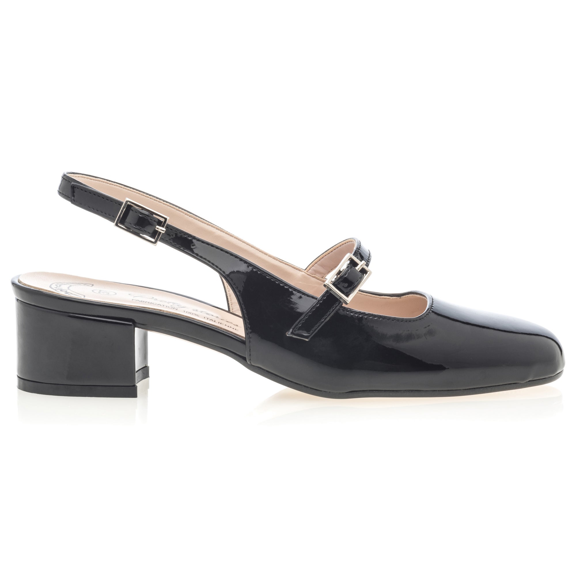 Escarpins avec bride arrière Femme noir vernis