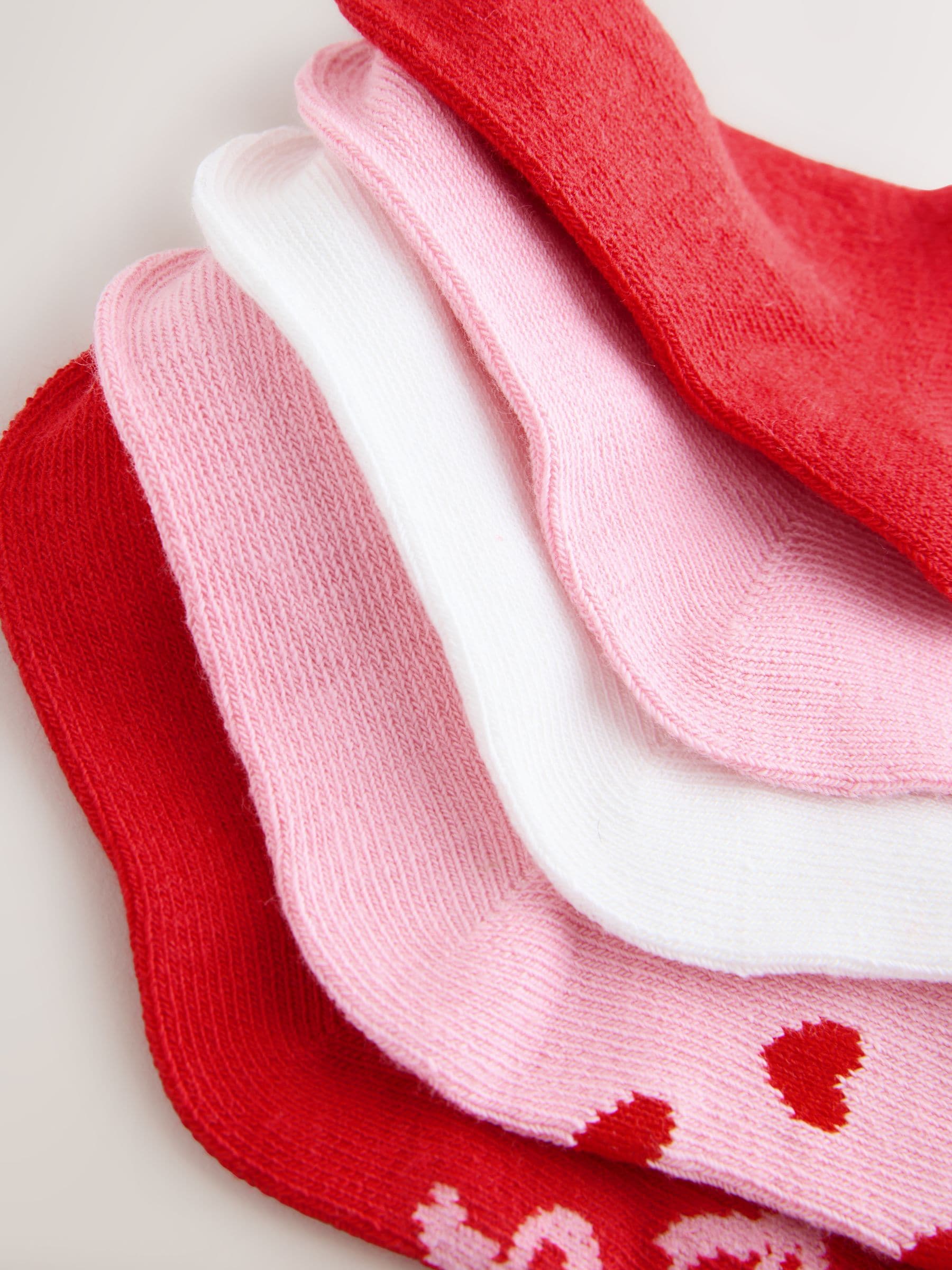 Rood - Verpakking van 5 paar babysokken met strik (0 mnd-2 jr)