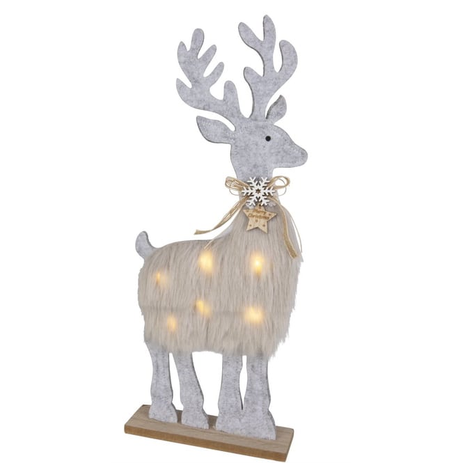 Hirsch mit Kunstfell und LED - ca. 17 x 5 x 41 cm