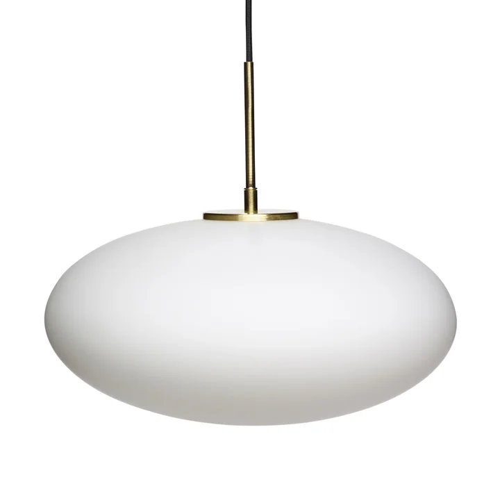 Hübsch Interior - Glas Pendelleuchte Ø 40 cm, Höhe 36 cm, weiss / Messing
