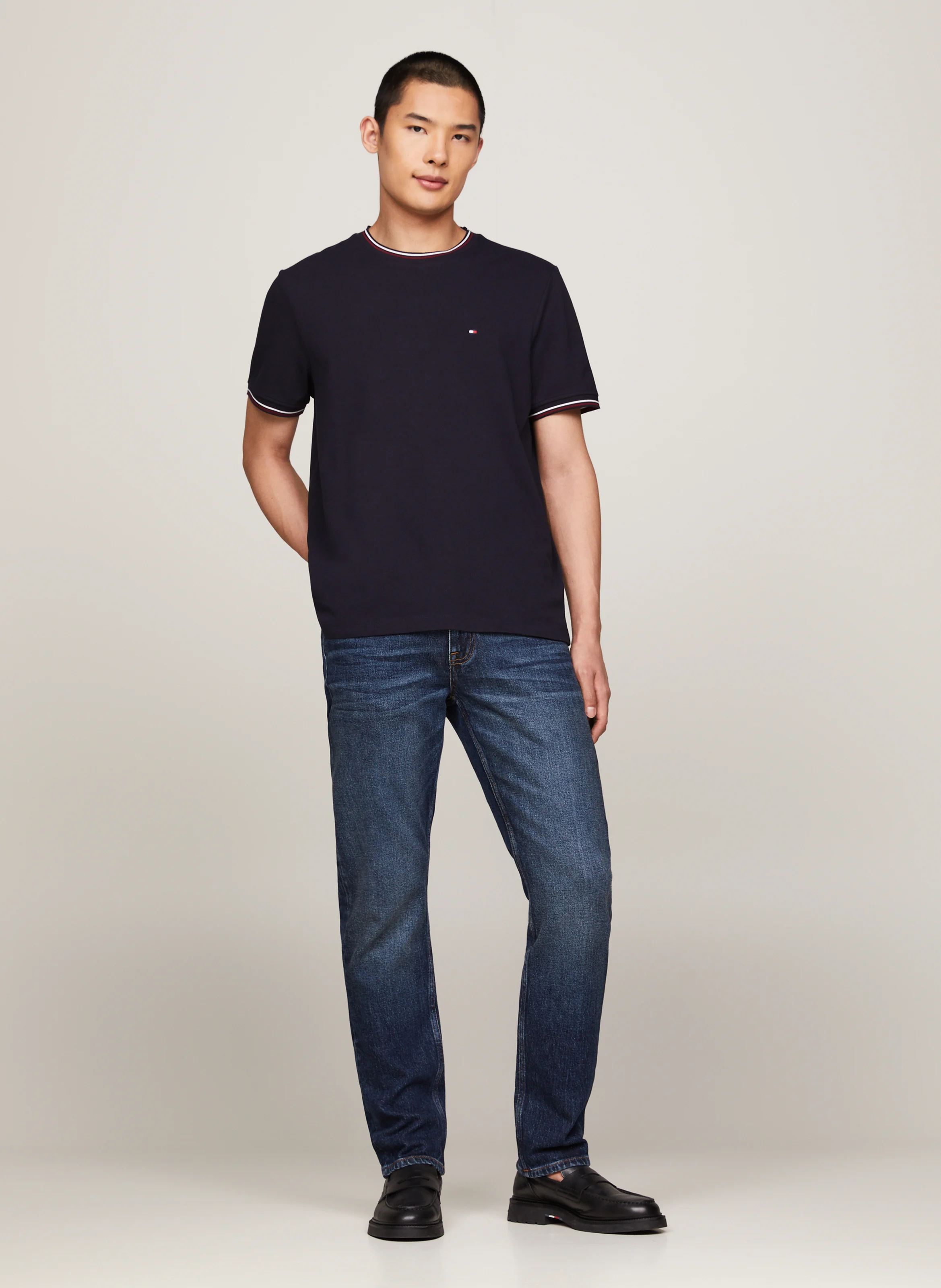 Tee-shirt col rond en coton organique | Bleu