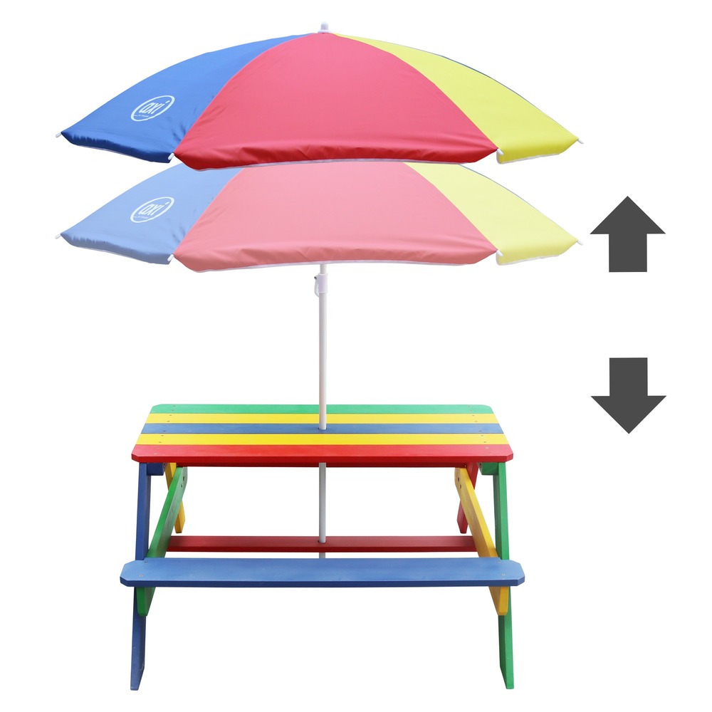 Axi nick table pique nique avec parasol multicouleur