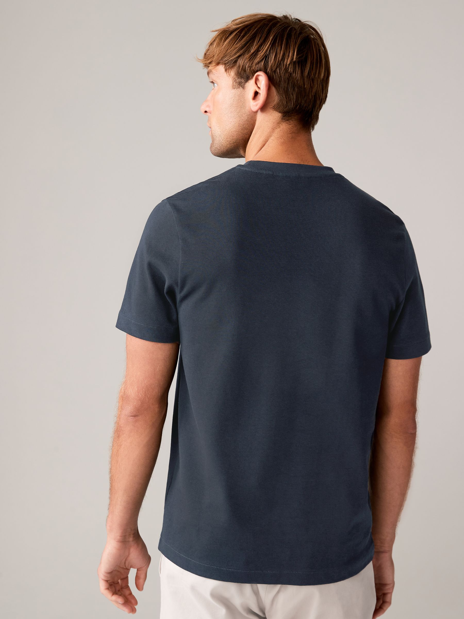 Marineblauw/wit/kiezelkleur - Normale Pasvorm - Verpakking van 3 T-shirts van zware stof