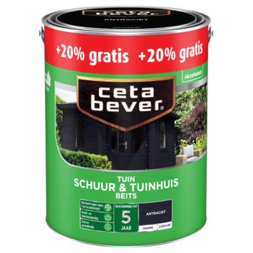 Cetabever dekkende schuur & tuinhuis beits antraciet 2,5 liter   20% extra