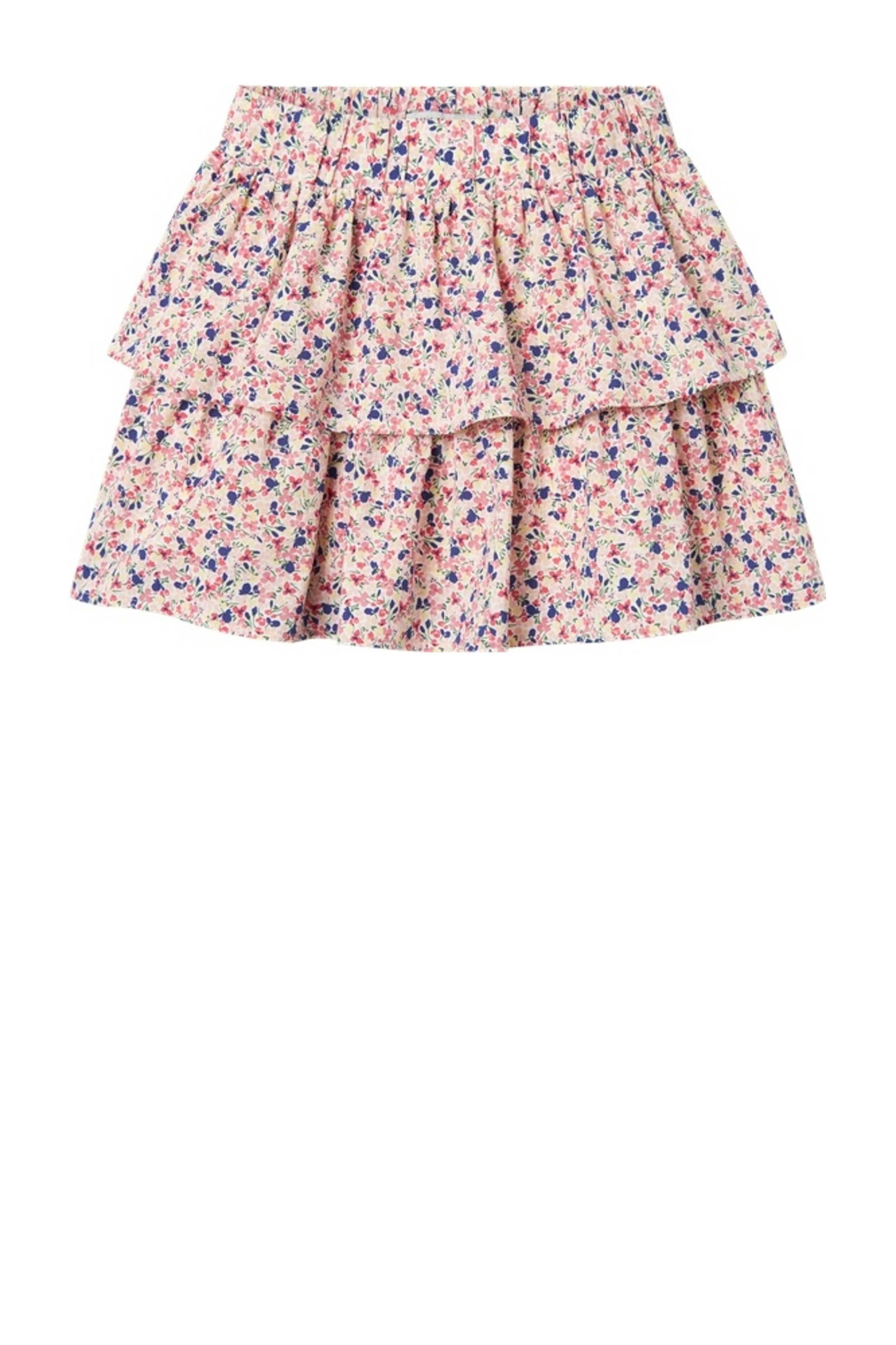 NAME IT gebloemde rok NKFVINAYA roze/blauw/geel