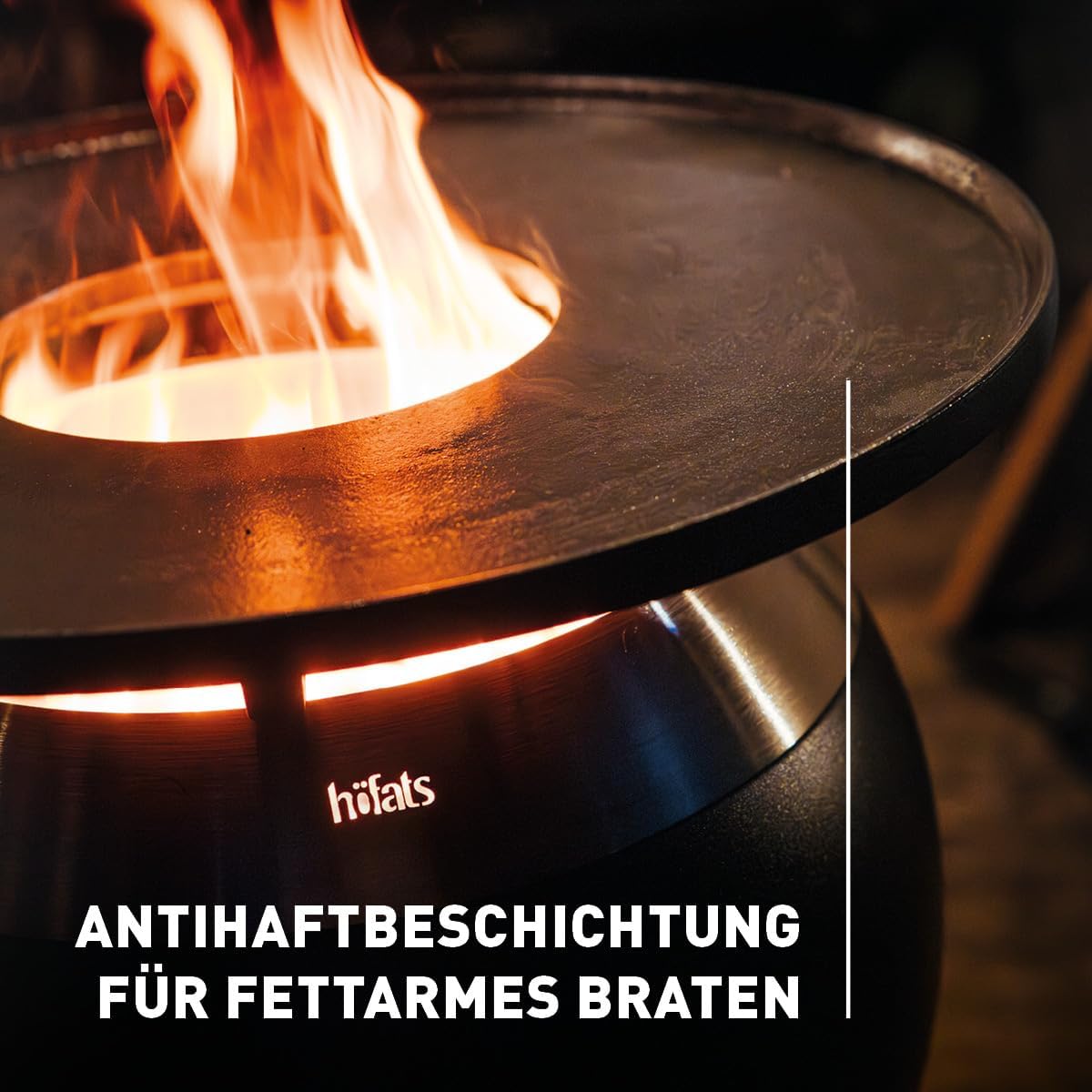 höfats - MOON 45 Plancha - durchgehende Grillplatte aus emailliertem Gusseisen - optimale Wärmespeicherung für Grillgut jeder Größe - Antihaftbeschichtung, fettarmes grillen - MOON Zubehör - ⌀53 cm