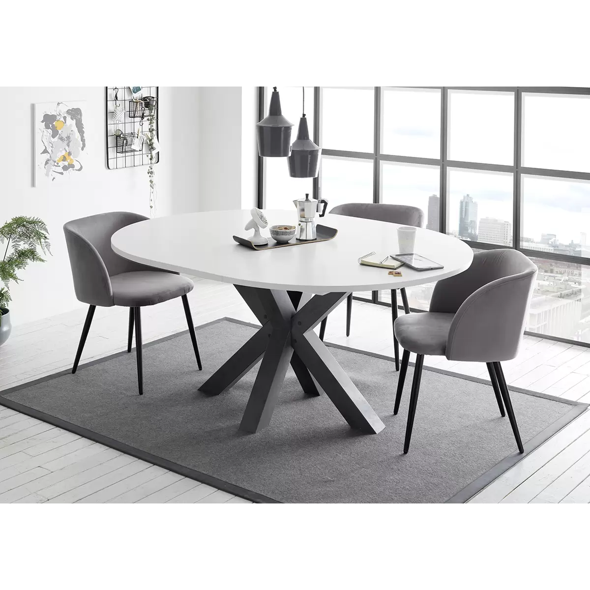 Esstisch Big System Rund schwarz,weiss