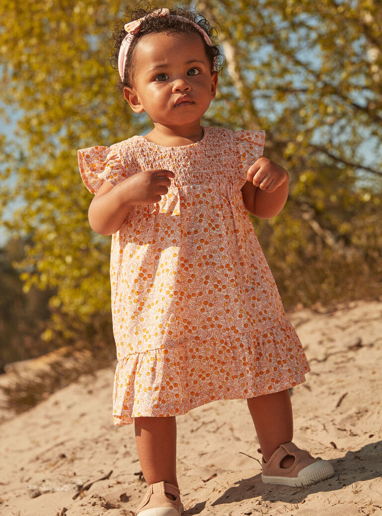 Robe et culotte écrues en popeline tramée