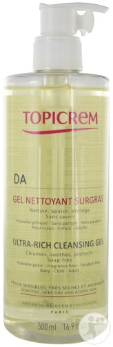 Topicrem DA Gel Nettoyant Surgras Peaux Sensibles Très Sèches Et Atopiques Flacon Pompe 500ml